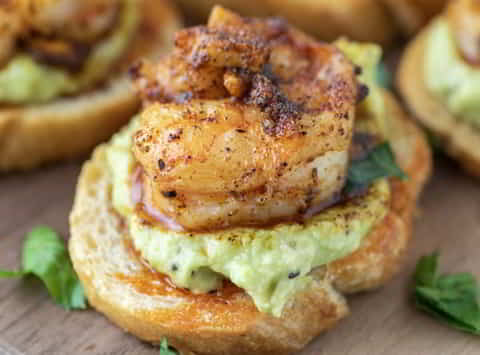 Garlic Shrimp Crostini with Avocado