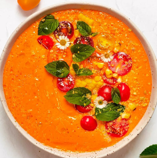 Gazpacho with Cucumber Orange Pepper & Basil