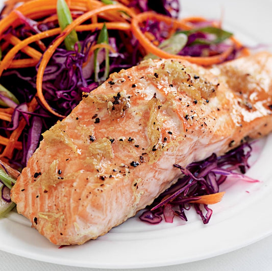 Ginger Salmon with Red Cabbage Slaw