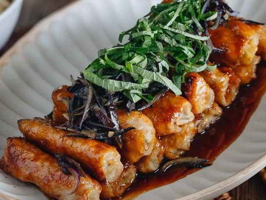 Ginger Pork Rolls with Eggplant
