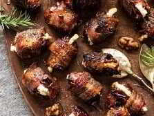 Goat Cheese Bacon Wrapped Dates with Honey