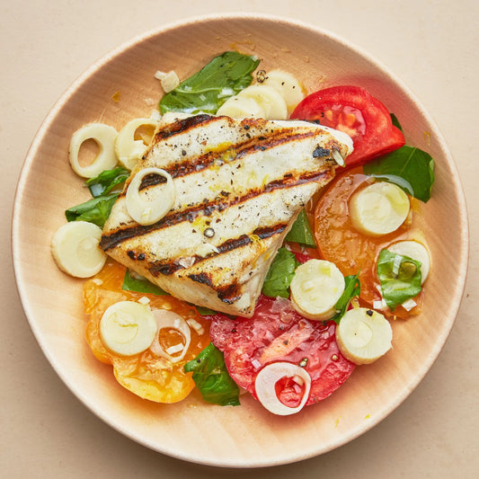 Grilled Brill with Tomatoes & Hearts of Palm