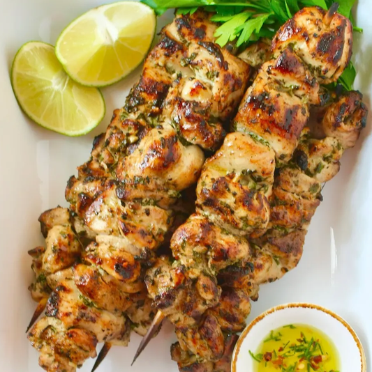 Grilled Chicken Skewers with Garlic Lime Coriander