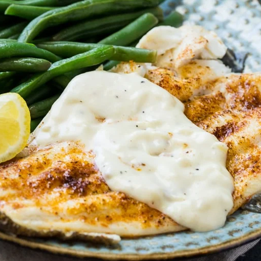 Grilled Flounder with Lemon Cream Sauce