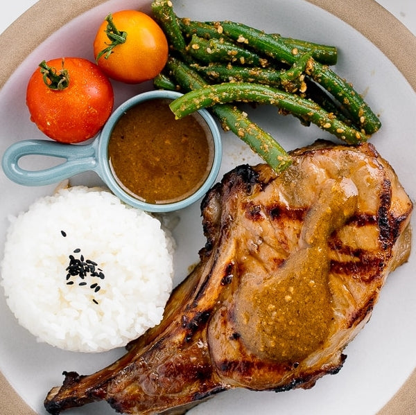 Grilled Kurobuta Pork Chops with Miso Sauce