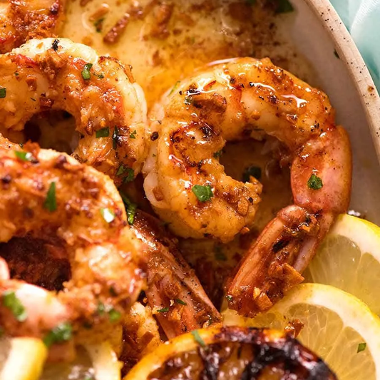 Grilled Lemon & Garlic Prawns