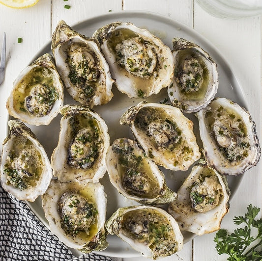 Grilled Oysters with Garlic Herb Butter