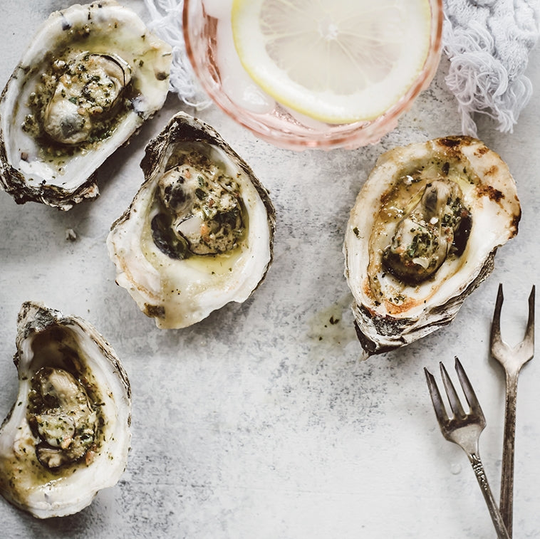 Grilled Oysters with Spicy Bacon Butter