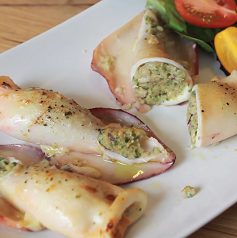 Grilled Sausage-Stuffed Calamari