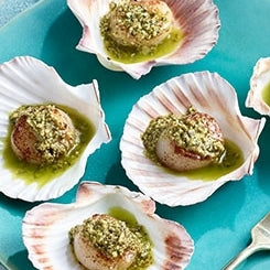 Grilled Scallops with Toasted Hazelnut & Coriander Butter