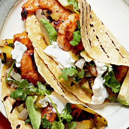 Grilled Shrimp-Pineapple Fajitas