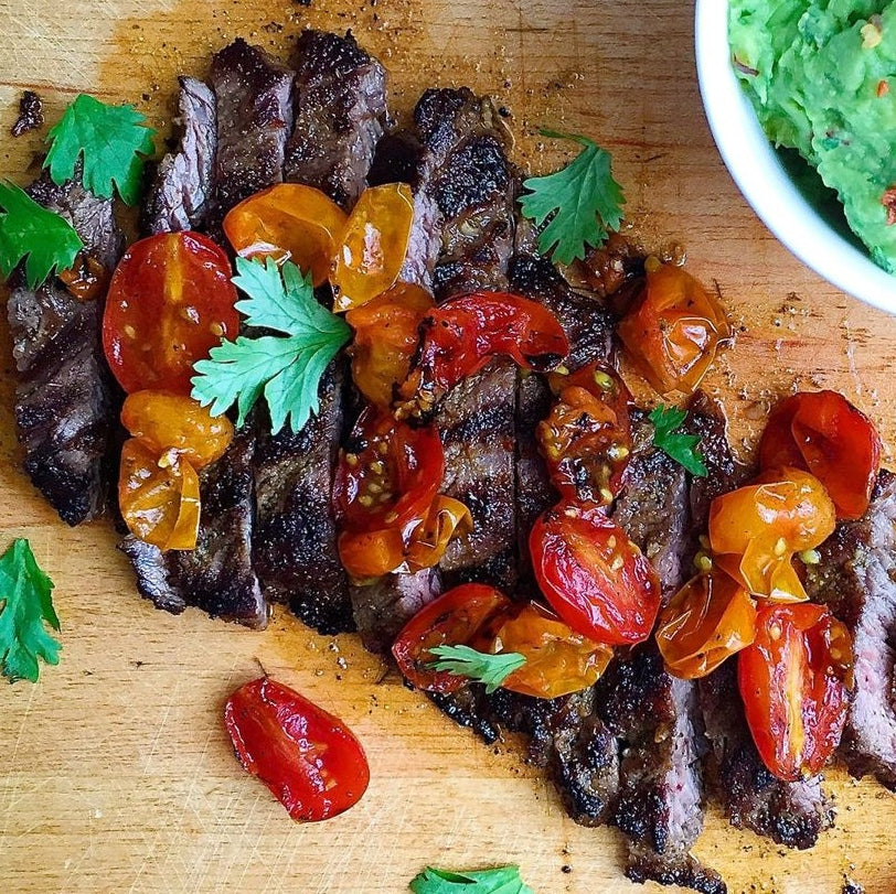 Grilled Steak with Tomatoes & Guacamole