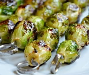 Grilled Brussels Sprouts with Raspberry Vinegar Glaze