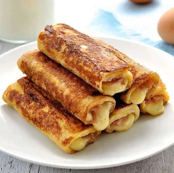 Ham & Cheese French Toast Roll-Ups