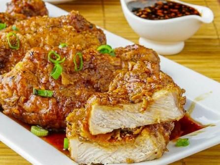 Honey Garlic Pork Chops with Double Crunch
