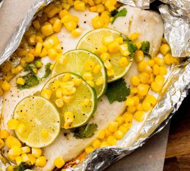 Honey-Lime Blue Cod and Corn Foil Pack