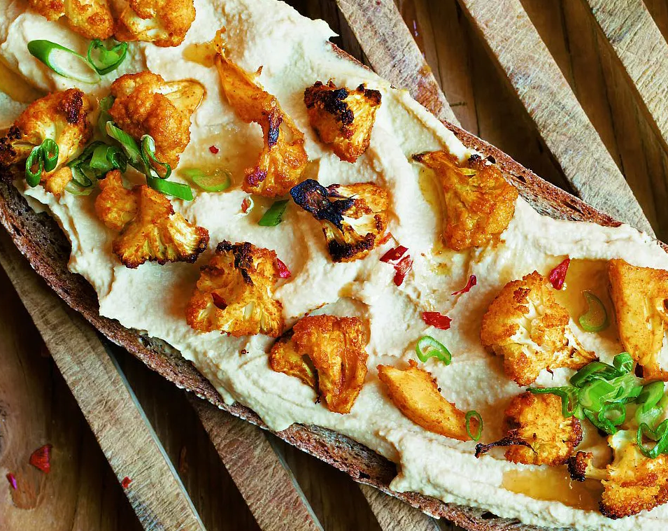Hummus & Curried Cauliflower Tartine