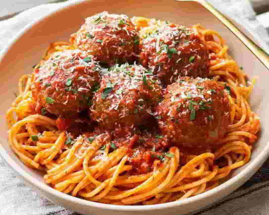 Italian Meatballs in Spaghetti