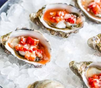 Oysters with Champagne Strawberry Mignonette
