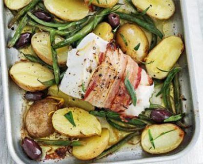 Pancetta-wrapped Fish with Lemony Potatoes