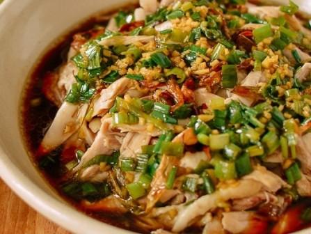 Poached Chicken with Spring Onion Ginger Sauce