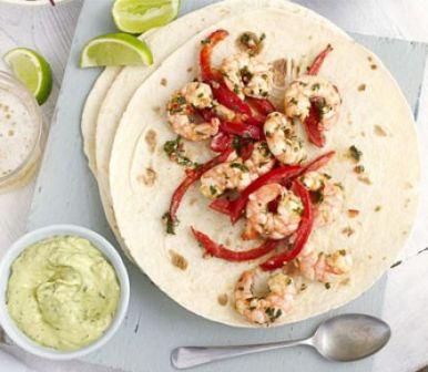Prawn Fajitas with Avocado Cream