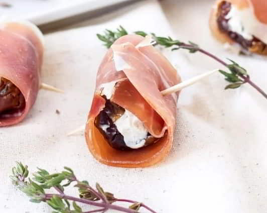 Prosciutto Wrapped Goat Cheese Stuffed Dates