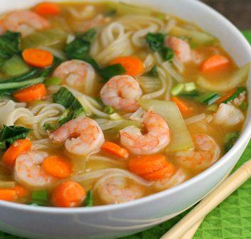 Rice Noodle Soup with Shrimp