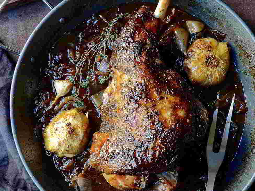 Roast Leg of Lamb with Sweet Onion Marmalade