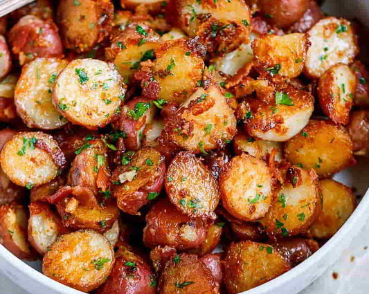 Roasted Garlic Butter Parmesan Potatoes