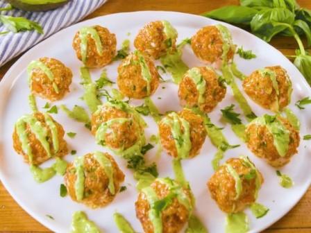 Salmon Meatballs With Avocado Cream