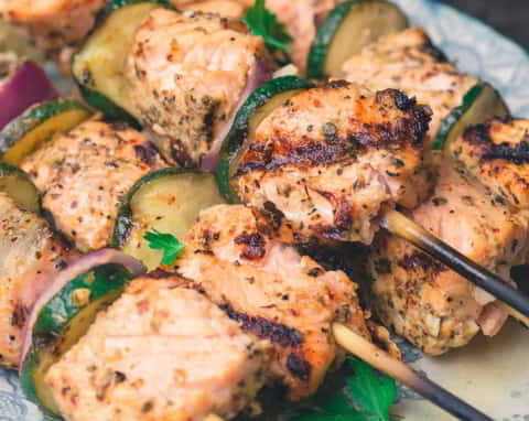 Low Carb Keto Salmon Skewers