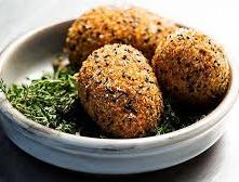 Scotch Eggs with Aubergine and Cheese