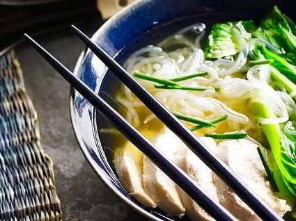 Shirataki Noodles with Poached Miso Ginger Chicken Broth