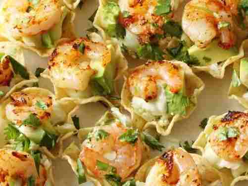 Shrimp Taco Bites with Coriander Cream Sauce