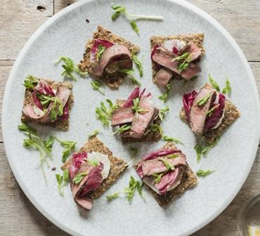 Sirloin On Seed Crackers With Horseradish Crème fraîche