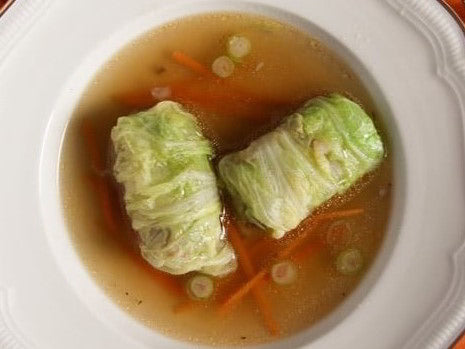 Stuffed Cabbage Leaves In Chicken Ginger Broth