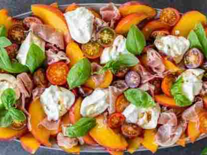 Tomato Peach Burrata Salad