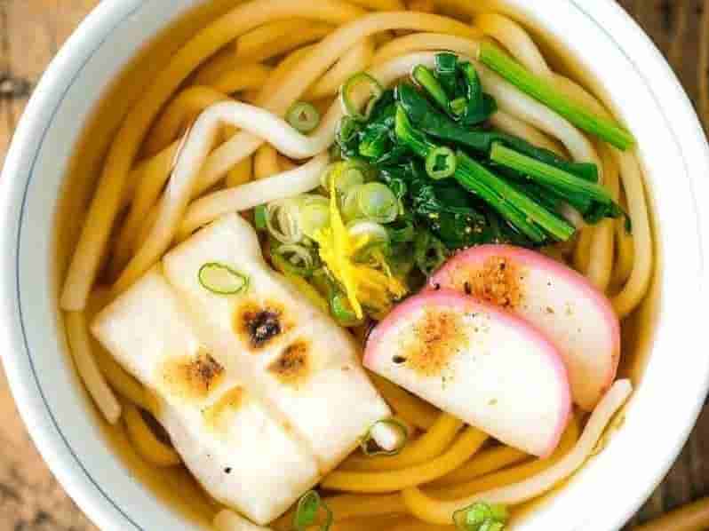 Udon Noodle Soup with Toasted Mochi