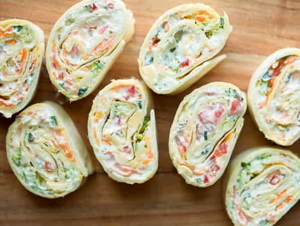 Vegetable Cream Cheese Tortilla Roll Ups