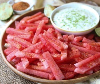 Watermelon Fries With Coconut Lime Dip